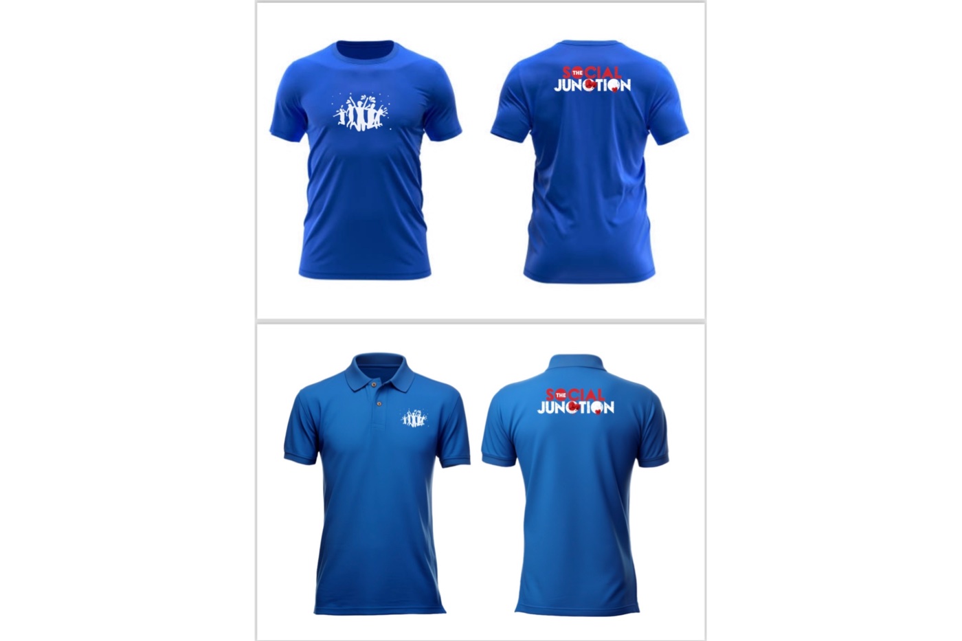 Blue Social Junction T-shirts, front and back